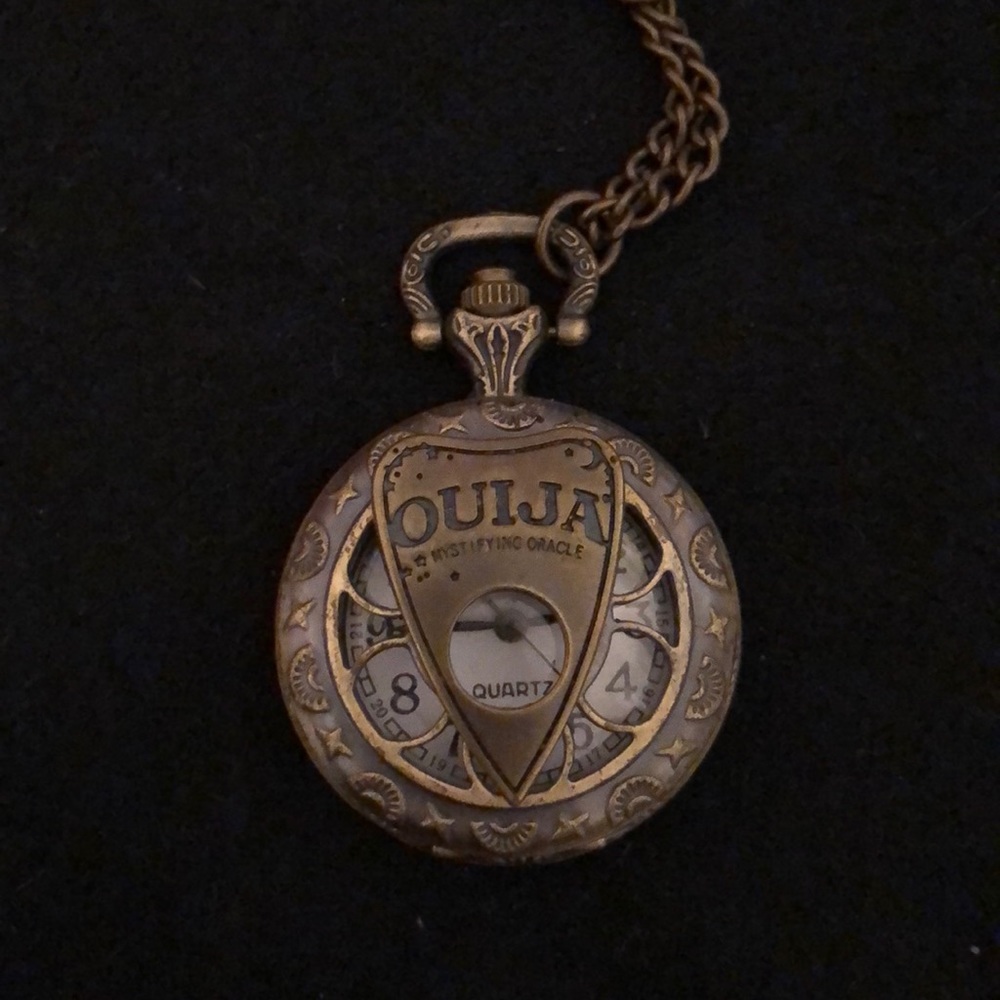 Spooky goth ouija clock necklace